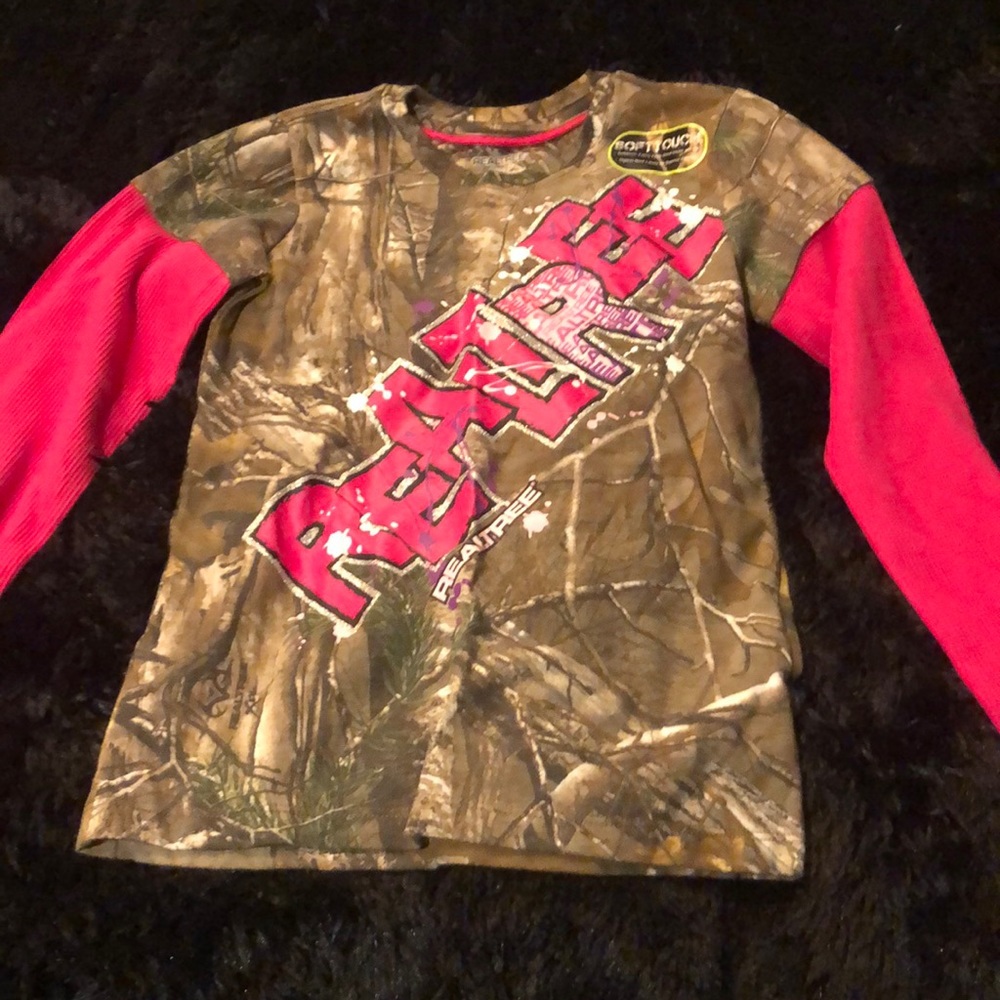 Girls real tree camouflage long sleeve shirt